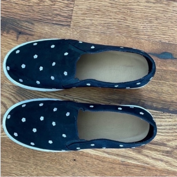 Loft Daisy Suede Slip-On Sneakers Black Flowers Pink White Low Top Casual Floral - Picture 5 of 16